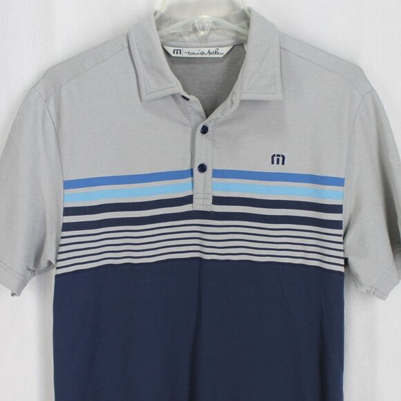 Travis Mathew Polo Shirt Mens Size S Gray Blue Short Sleeve Golf - Picture 2 of 5